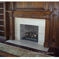 Design Wood and White Marble Stone Fireplace for Indoor